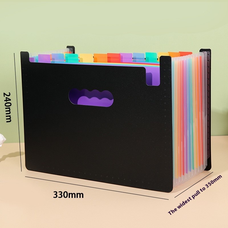 Multi-grid Rainbow Accordion Bag A4 Data Storage Bag Multi-layer Self-indexed Attribute Folder Desktop Vertical Bag