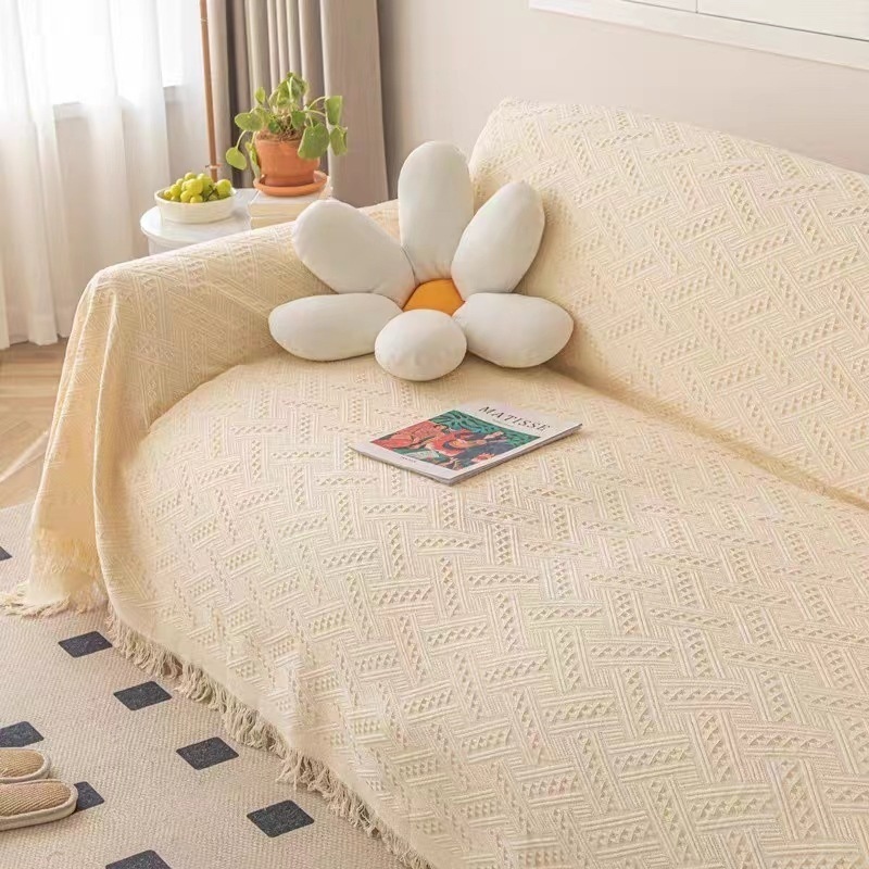 Simple Sofa Cover Four Seasons Blanket Nordic Small Fresh Cotton Woven Sofa Cover