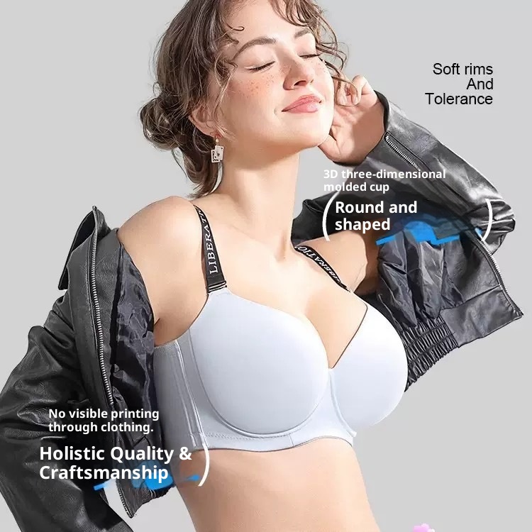 Plus Size EF All Sizes Thin Underwire Bra, Push-Up, Anti-Sagging, Supports Side Breasts, Makes Large Busts Look Smaller, Women's Underwear