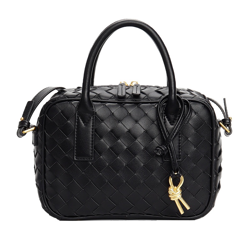 Winter Large Capacity Handbag Women's Work Commuter Fashion Shoulder Bag Genuine Leather Woven Rhombus Handbag Bag