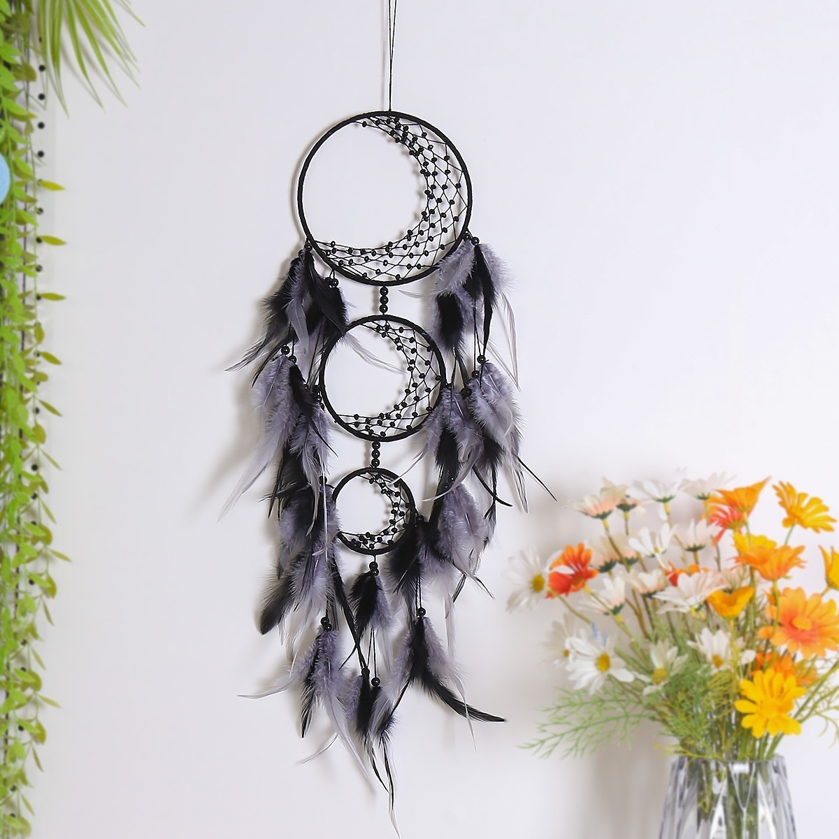 Three Ring Crescent Dream Catcher Home Decoration Pendant Wall Hanging Dream Catcher Room Decoration Dream Catcher