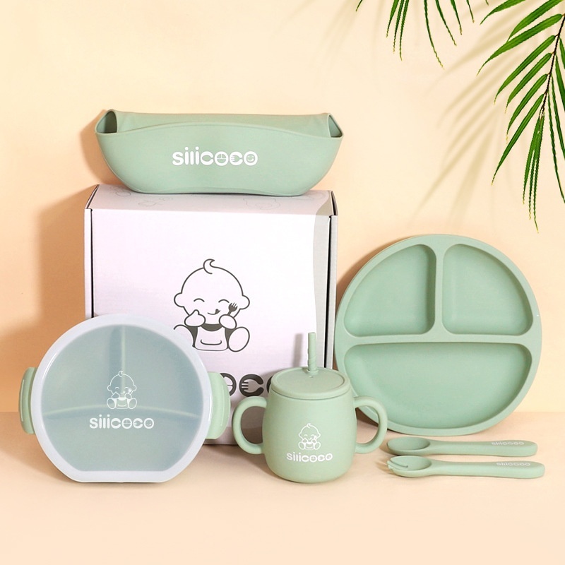 Silicoco Brand Distribution High-grade Baby Meal Tray Complementary Food Bowl Baby Learning To Eat Children's Tableware Set
