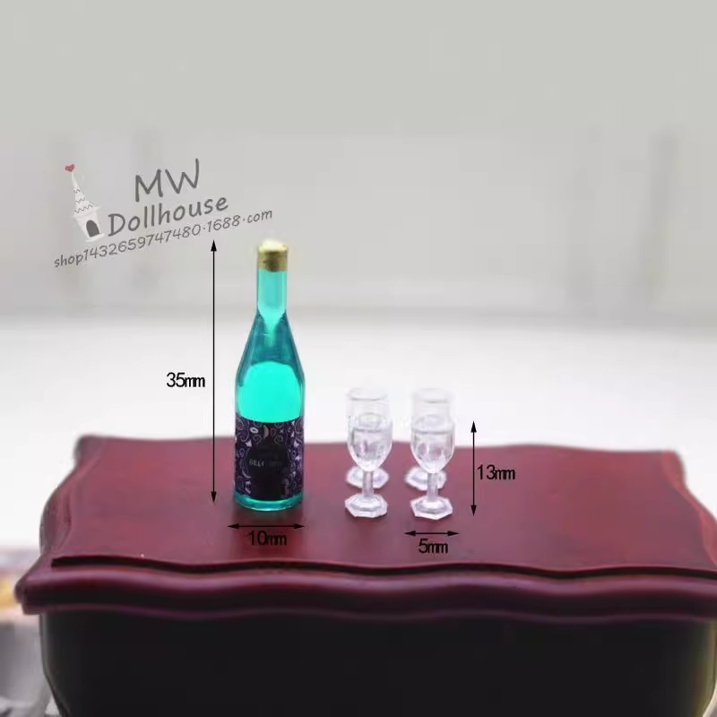 52 DOLLHOUSEMiniature Food Play Scene Model Small Cloth Doll House Accessories Mini Wine Bottle+Cup D198