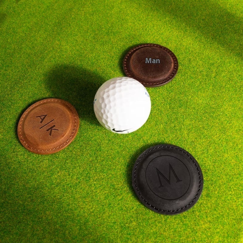 Personalized Leather Ball Marker Handmade Leather Golf Ball Marker With Magnetic Golf Hat Clip