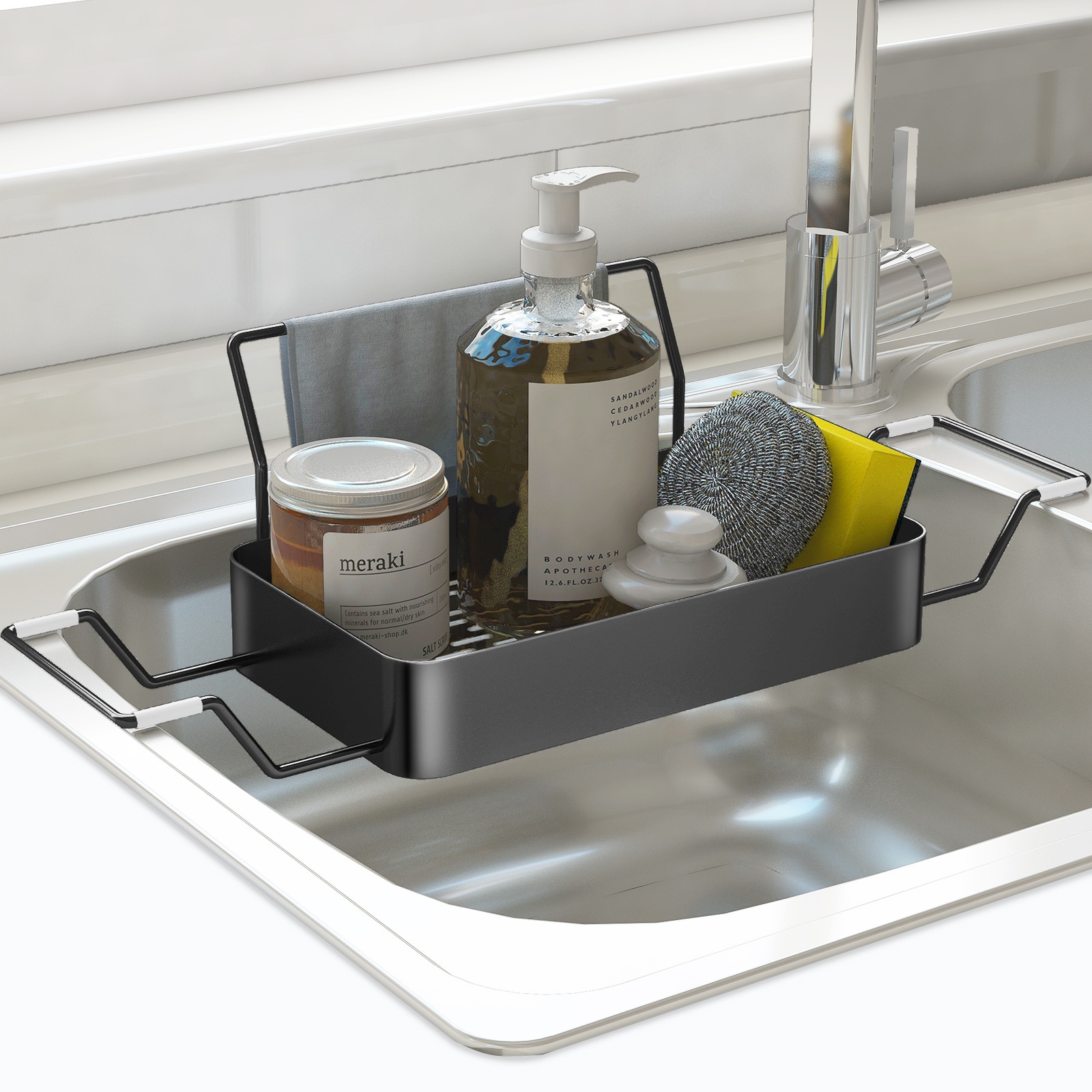 Stainless Steel Punch-free Wall-mounted Drain Storage Rack Pool Drain Rack Drain Chopstick Tube Sponge Rack