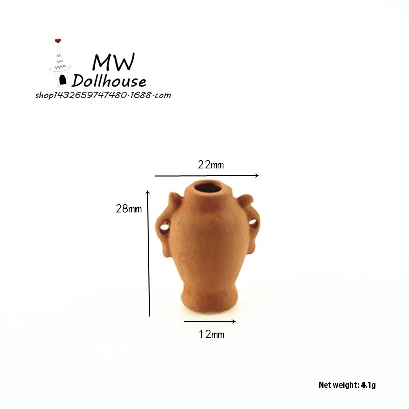 52 DOLLHOUSEMiniature Food Play Scene Model Doll House Accessories Small Vase Red Pottery C5032