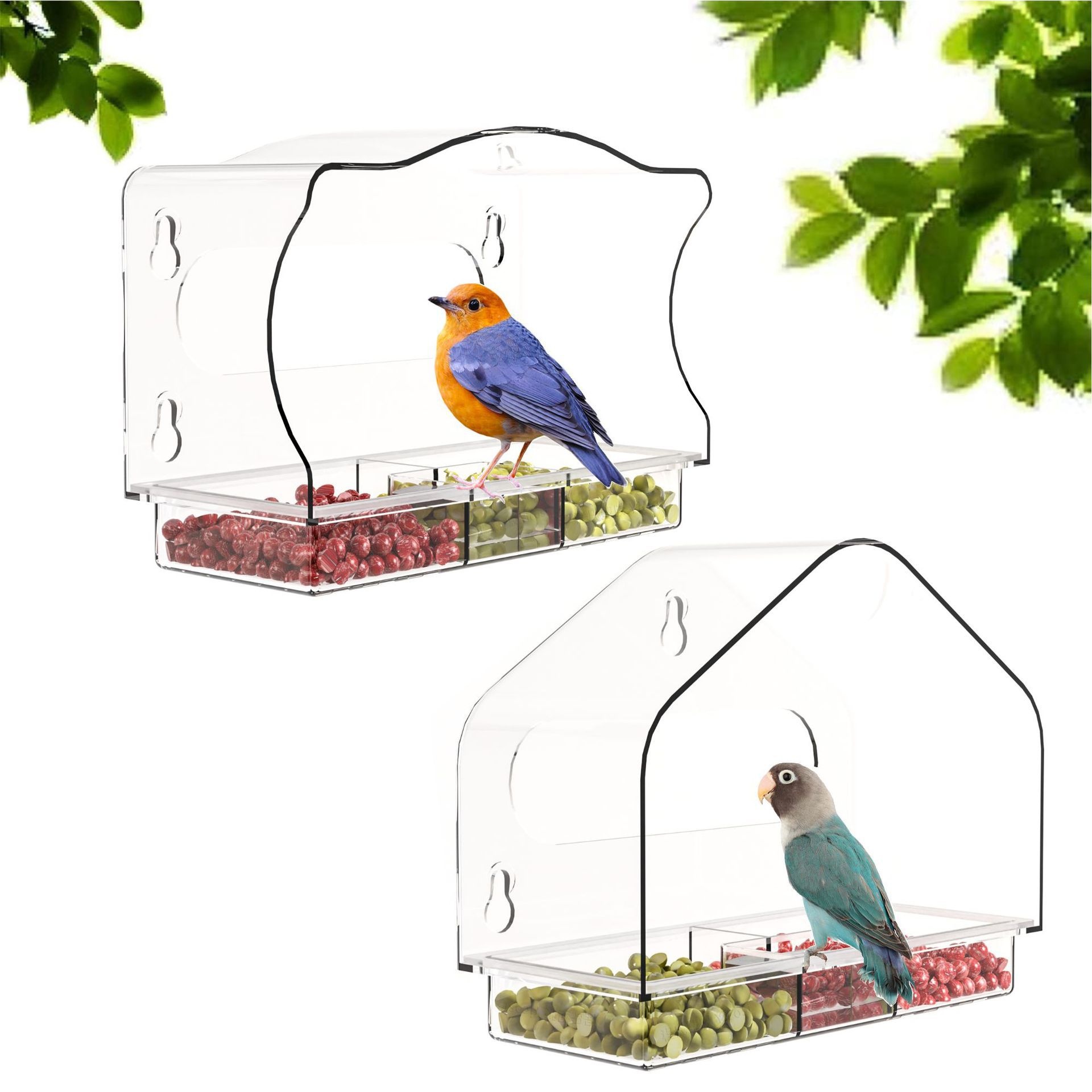 Transparent Acrylic Outdoor Bird Cage Parrot Cage Punch-free Suction Cup Bird Feeder Pet Supplies Wall-mounted