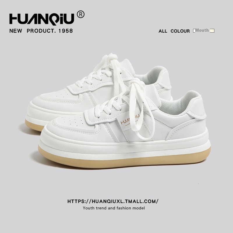 Global White Shoes For Women Spring,Summer And Autumn Big Head Shoes All-match White Shoes Casual Thick-soled Plus Velvet Shoes