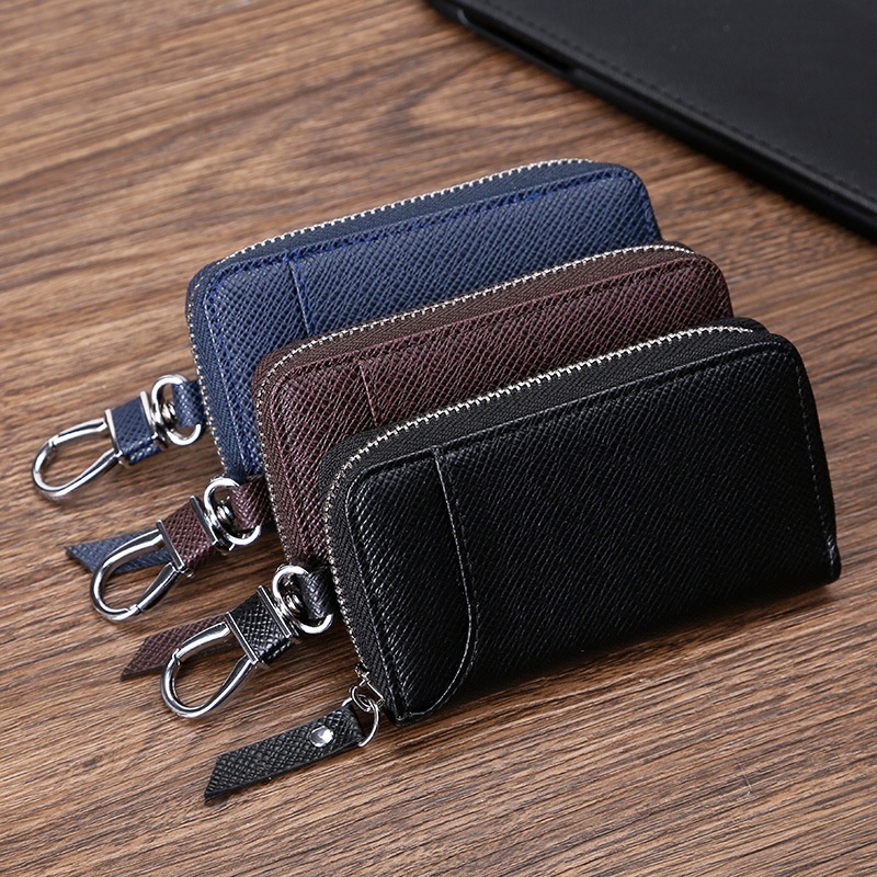Hot-selling Car Key Bag Japanese Door Card Key Leather Case Zipper Car Home Door Key Protective Cover