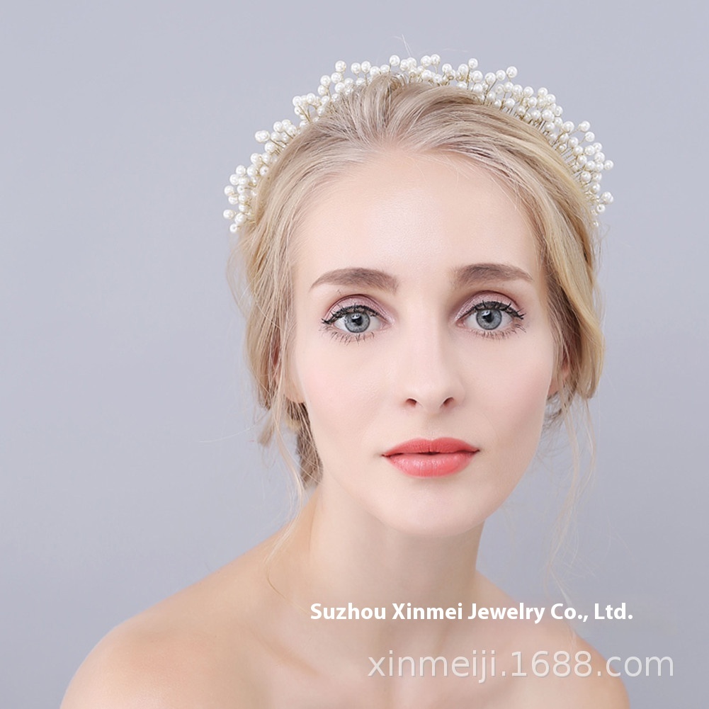 O916 European And American Bride Crown Headdress Handmade Beaded Branch Headband Wedding Dress Hair Accessories