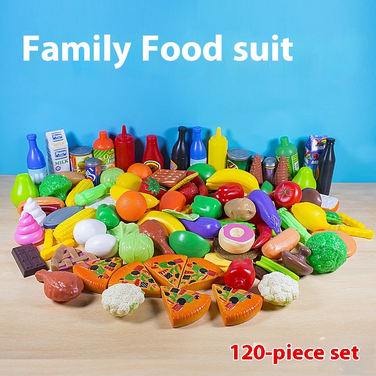 Children's Play House Simulation Food Set Baby Fruit Vegetable Burger Cognitive120 Pieces Kitchen Toys