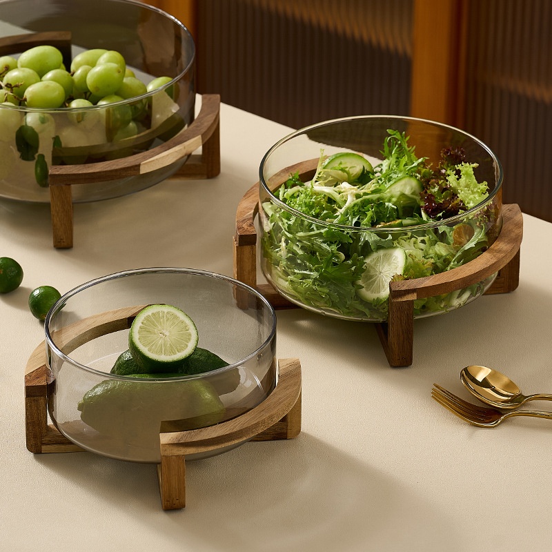 Simple Japanese Glass Fruit Plate Vegetable Salad Buffet Cold Dishes Storage Household Snacks Candy Dried Fruit Plate Table