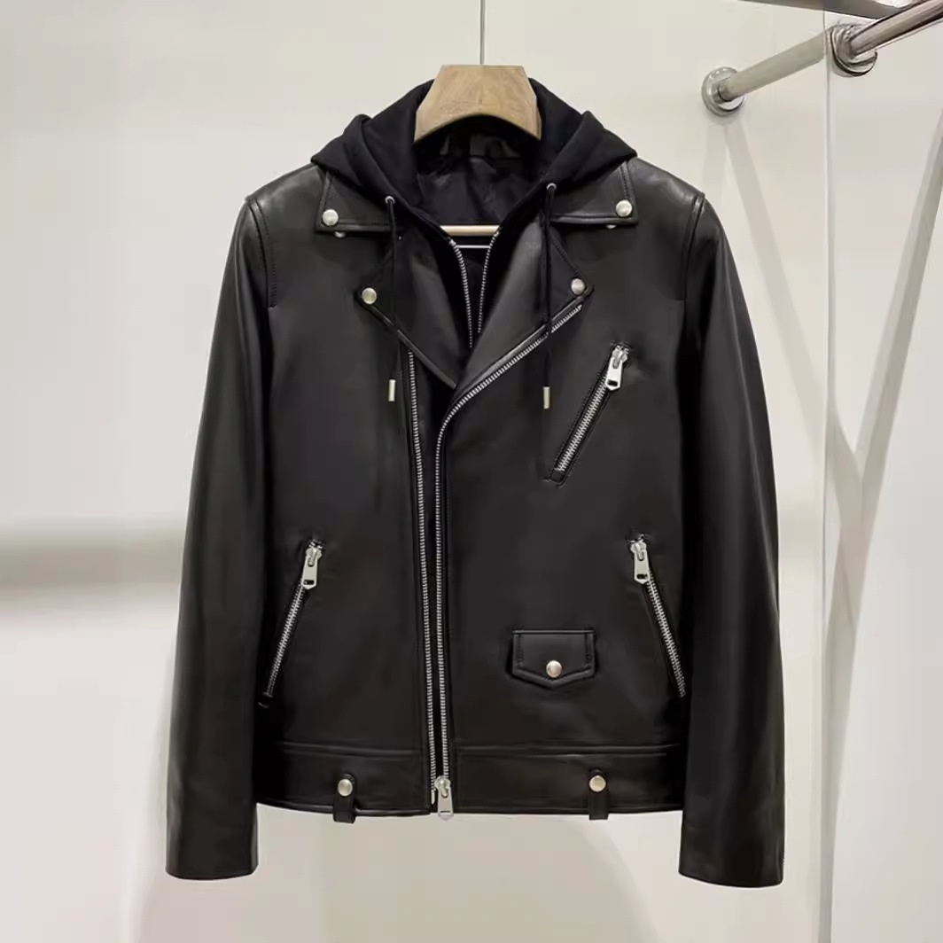 Spring And Autumn Men's Leather Jacket Men's Korean-style Y Slim-fit Handsome Biker Jacket Casual Jacket Y