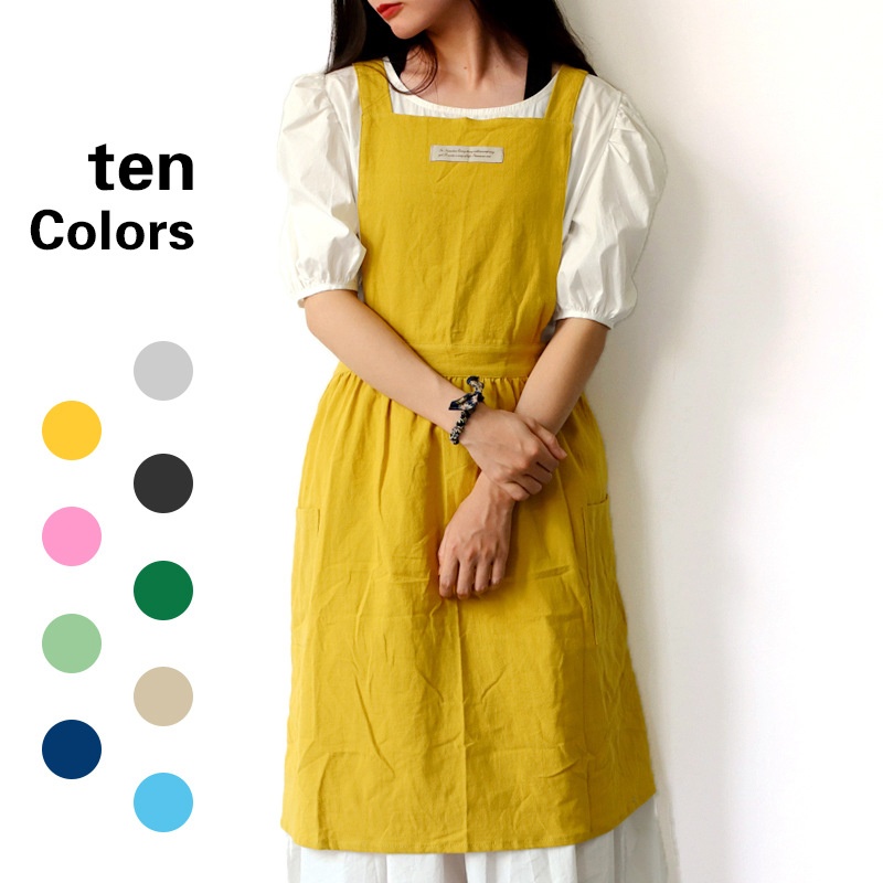 Ran Rui Foreign Trade S Cotton And Linen Apron Printing Korean Art Coffee Shop Painting Apron Overalls