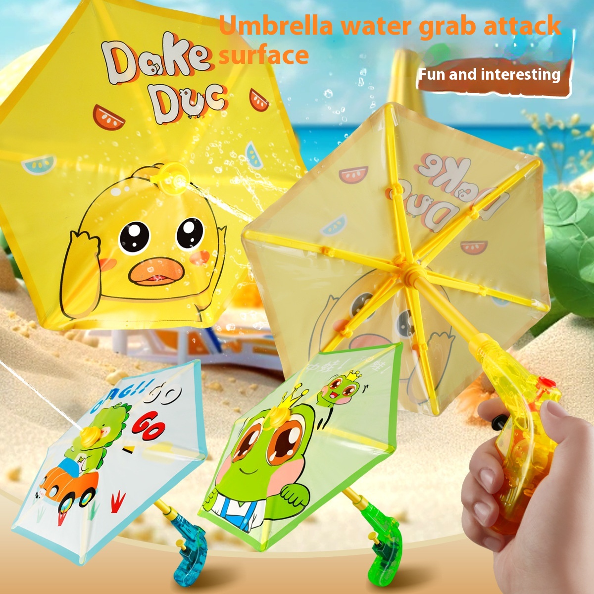 Style Little Yellow Duck Umbrella Water Gun Toy Children's Cartoon Creative Umbrella Press Water Spray Gun Stall