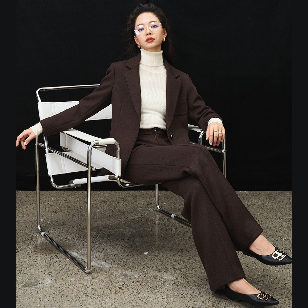 [Shengdu]SNDU23 Autumn Light Stretch Knitted Casual Suit Set Smooth And Elegant OLTemperament Suit Set For Women