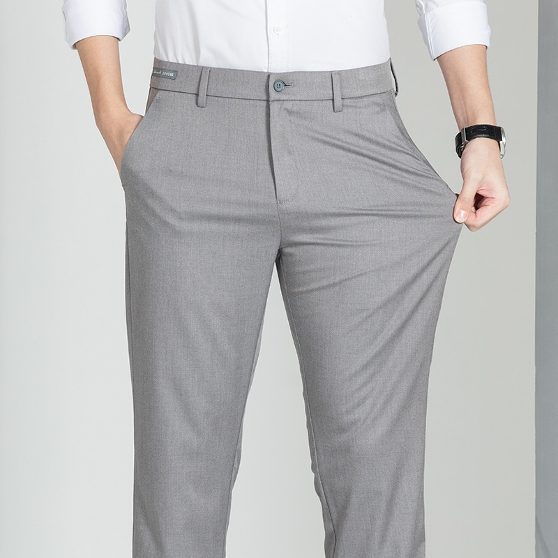 Pants Men's Spring Mulberry Silk Business All-match Black Pants Gentleman's Trousers Non-iron Straight Sports Casual Pants