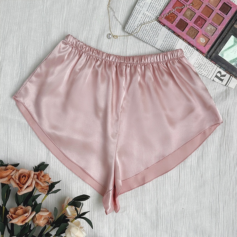 Thin Lace-up Loose Shorts Imitation Silk Soft Anti-exposure Safety Pants Women's Summer Home Bottoming Shorts