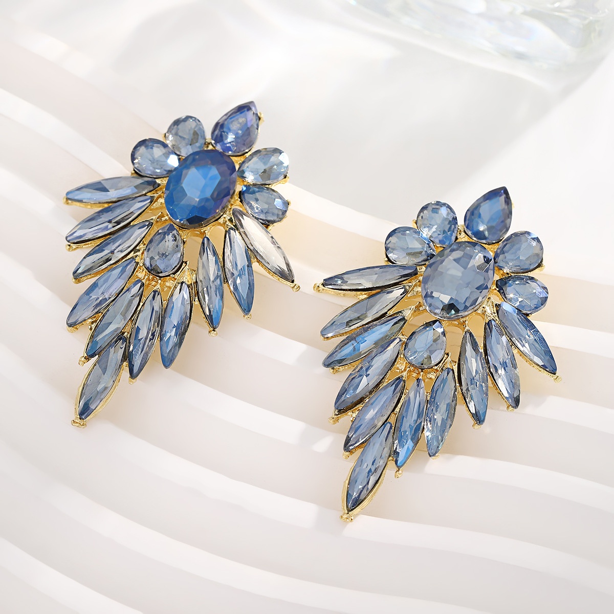 Europe And The United States Super Flash Colored Diamond Earrings Women's Dance Dinner High-end Earrings Alloy Diamond Earrings All-match Earrings