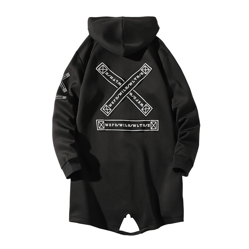 Men's Clothing Japanese Fashion Brand Autumn And Winter Large Size Men's Jacket Coat Mid-length Hooded Windbreaker - 5