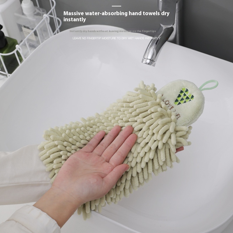 Quick-drying Hangable Absorbent Kitchen Towel Creative Cartoon Embroidered Chenille Hand Towel
