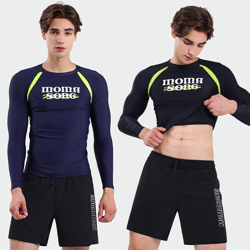 Momasong Diving Suit Men's Quick-drying Sun Protection Swimsuit Long-sleeved Top Split Shorts Jellyfish Suit Surfing Snorkeling