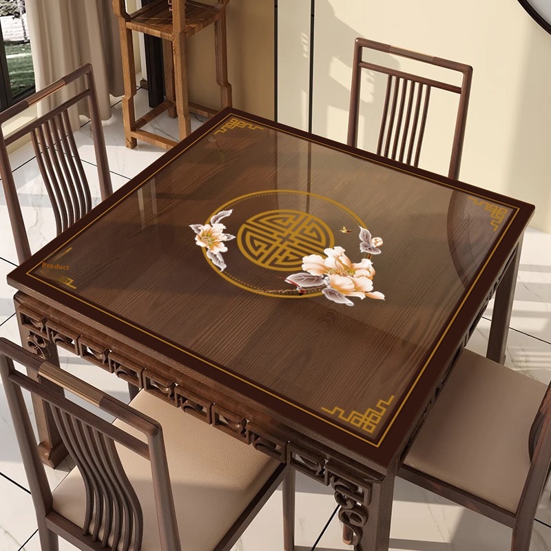 Chinese Environmentally Friendly Transparent Table Mat Pvc Soft Glass Eight Immortals Table Cloth Waterproof Oil Free Wash Anti-scalding Square Table Square