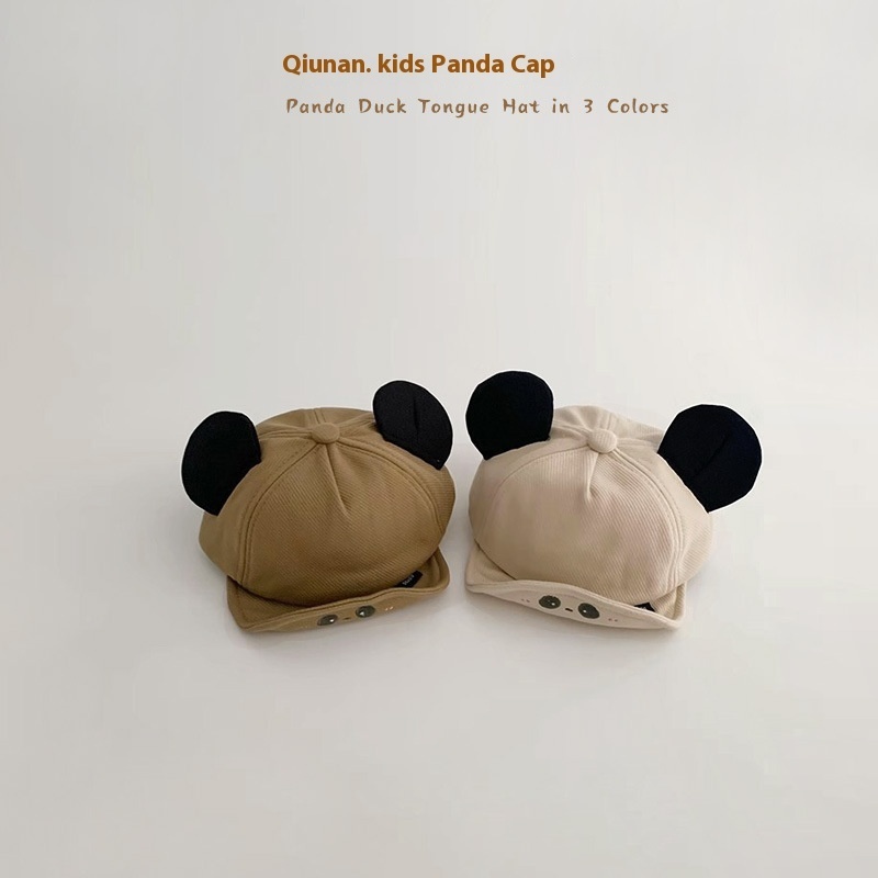 Qiunan Baby Hat Autumn And Winter Cute Cartoon Panda Baseball Cap Soft Brim Baby Duckbill Cap