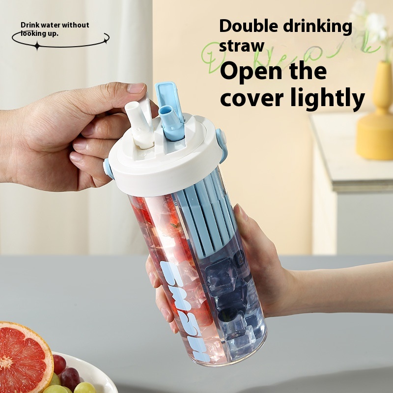 Summer Internet Popular High-value Suction Cup Girls Fresh Double Drinking Bag Handle Large Capacity Casual Tea Breaker Cup