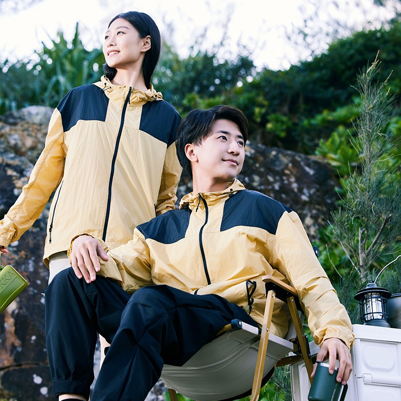 UPF50+Color Matching Ice Silk Sun Protection Clothing Men's Anti-ultraviolet Light Original Yarn Sun Protection Clothing Women's Woven Skin Clothing Jacket