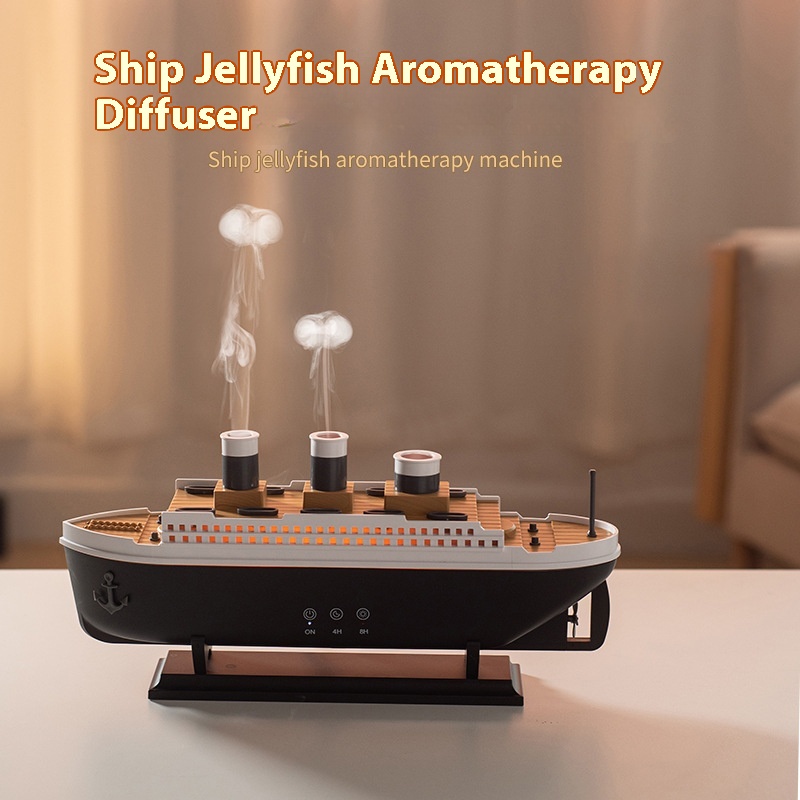 Simulation Ship Smoke Ring Aroma Diffuser Desktop Creative Volcano Spray Jellyfish Cruise Fragrance Humidifier