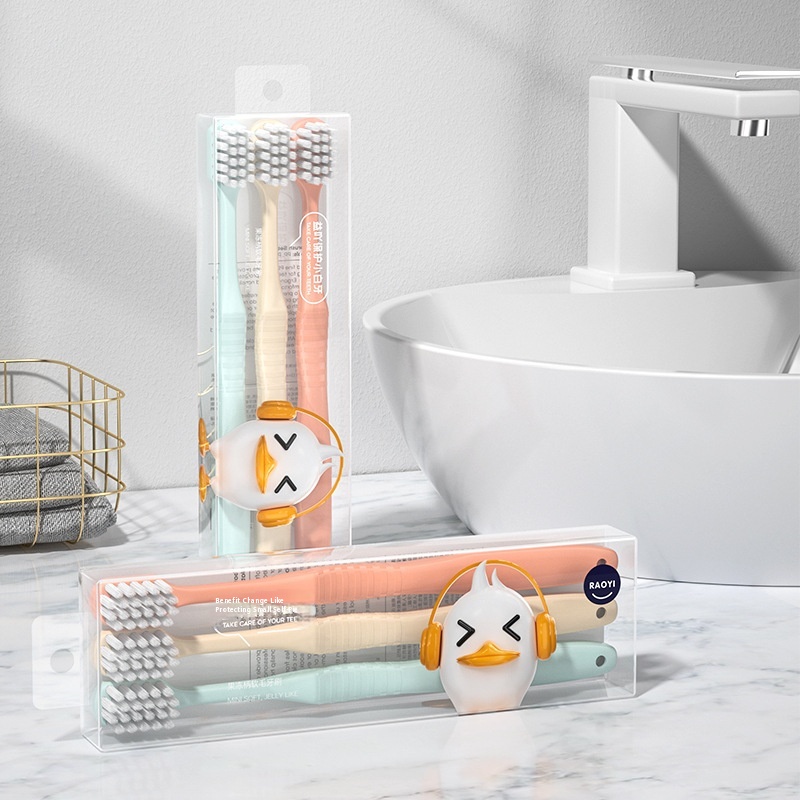 Candy Color Soft Bristle Toothbrush Three Pack Adult Household With Protective Cover Ultra-fine Ultra-soft Small Head Toothbrush