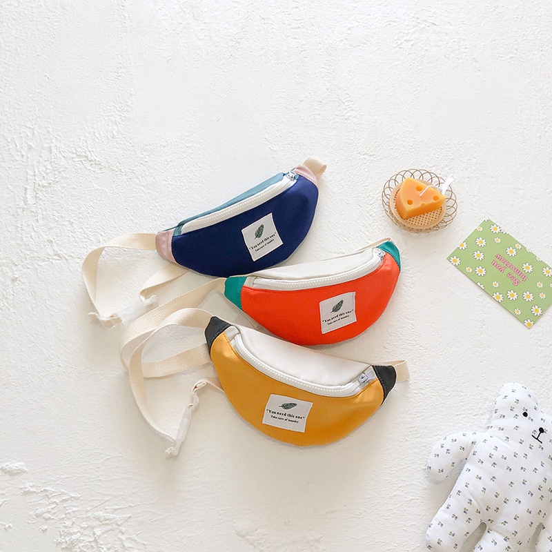 Children's Waist Bag Korean Version Autumn Contrast Color Boy's Crossbody Bag Mini Aike Girl Shoulder Bag Chest Bag
