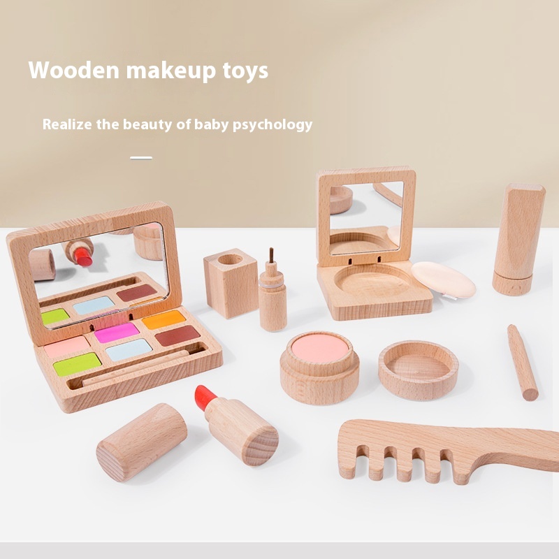 Wooden Children's Play House Makeup Fun Simulation Toys Girl Cosmetics Dressing Gift
