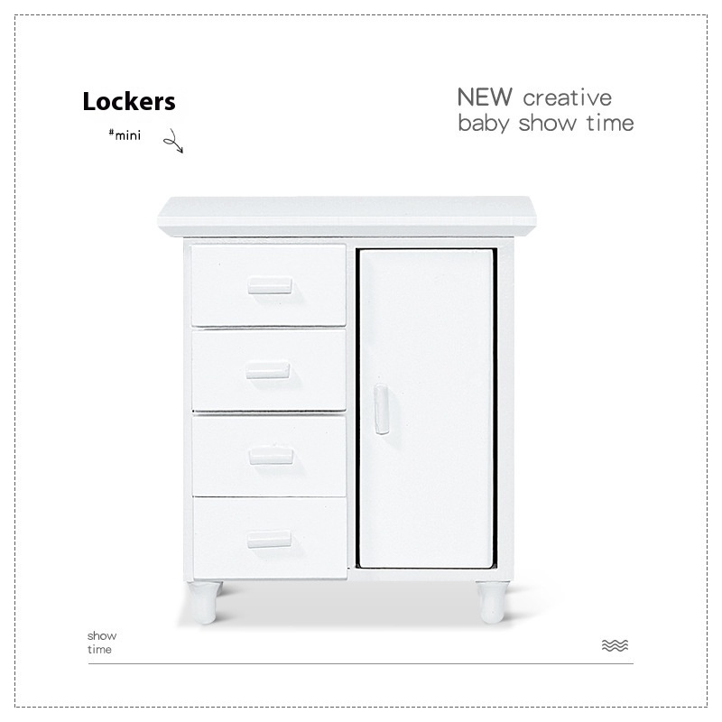 1:12 Living Room Shooting Props Doll House Accessories Ob11 Miniature Food Play Toys Mini White Storage Cabinet M146