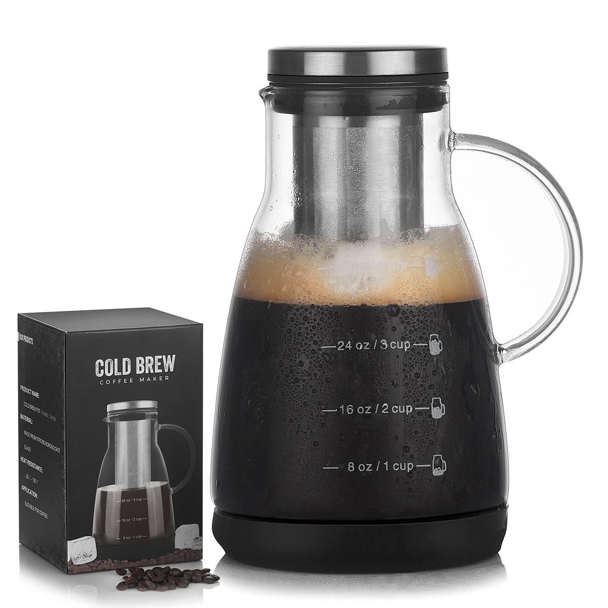 Coffee Utensils Ice Drip Coffee Cold Brew Pot Hand Brew Cold Brew Pot Home Sharing Pot Juice Tea Filter Glass Pot