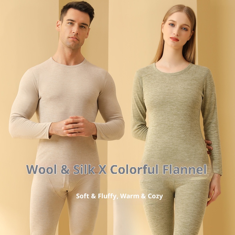 Thermal Underwear Set Autumn And Winter Men's And Women's Autumn Clothes And Long Pants Wool Silk Inner Wear