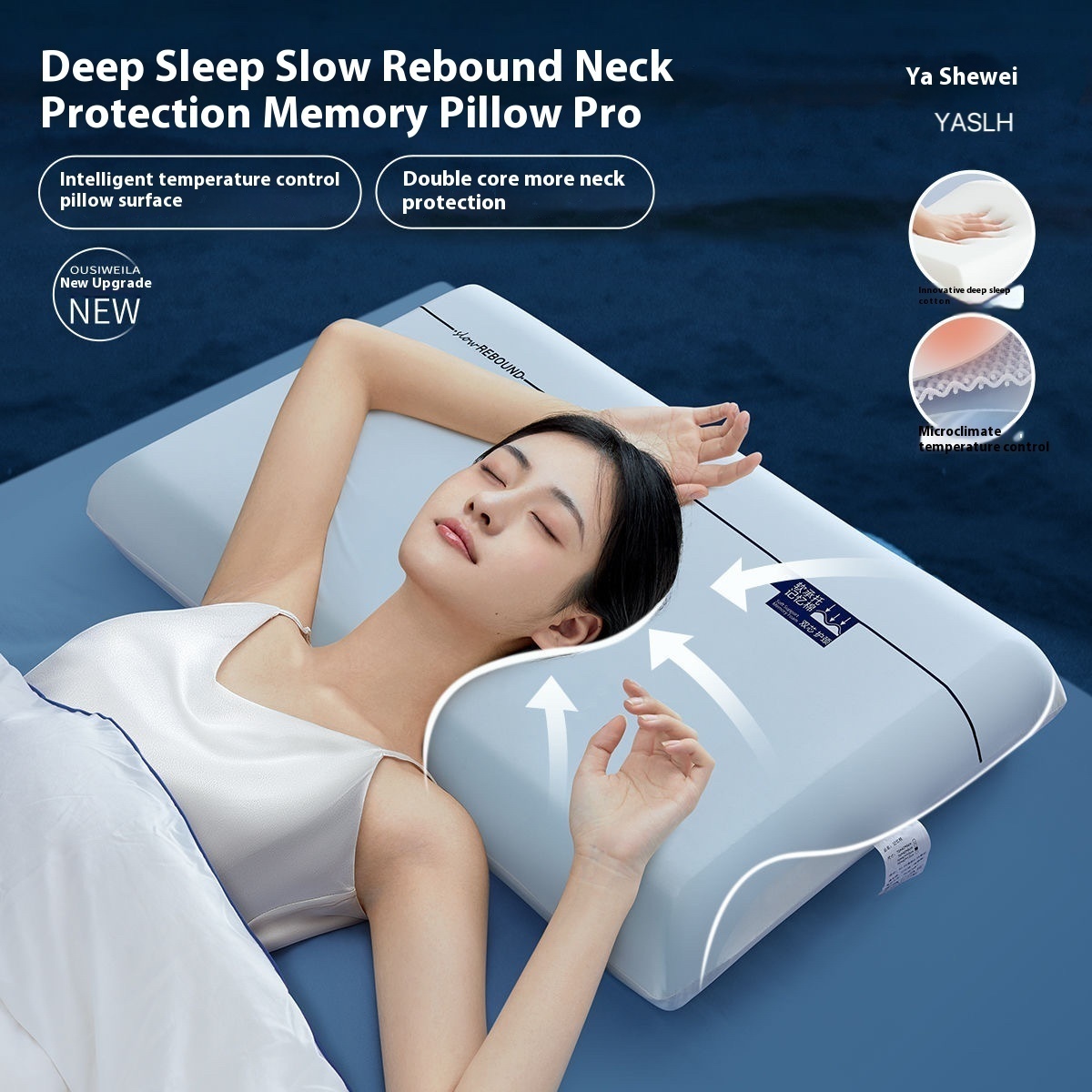 Asia-Duo Planet Pillow Pro Double Core Zero Pressure Slow Rebound Memory Pillow Hotel Sleeping Pillow One Pair Neck Pillow