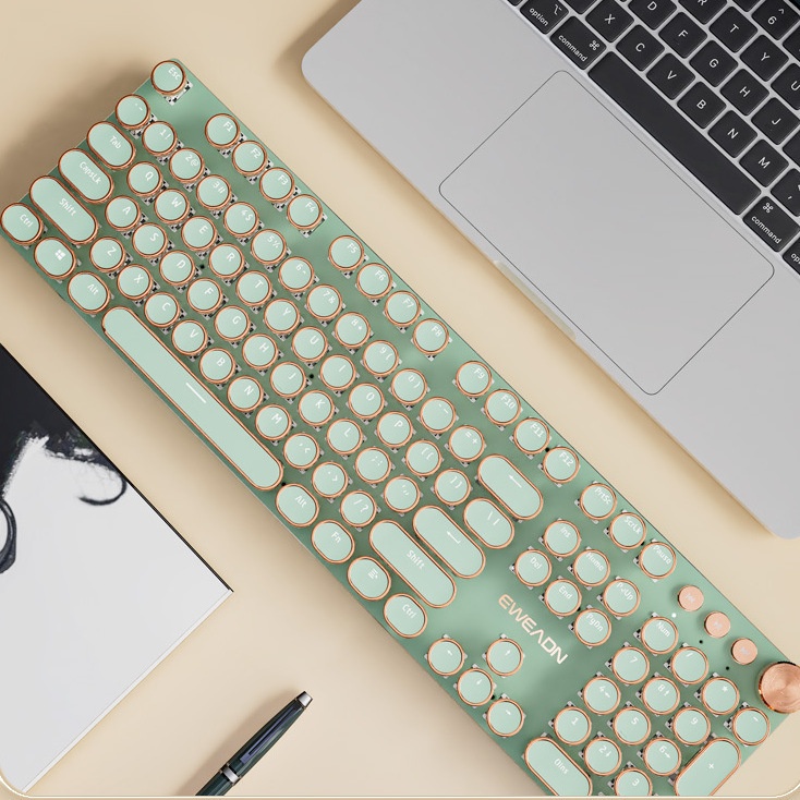 Forerunner V20 Steampunk Keycap Wired Mechanical Keyboard Office Computer Keyboard E-sports Game