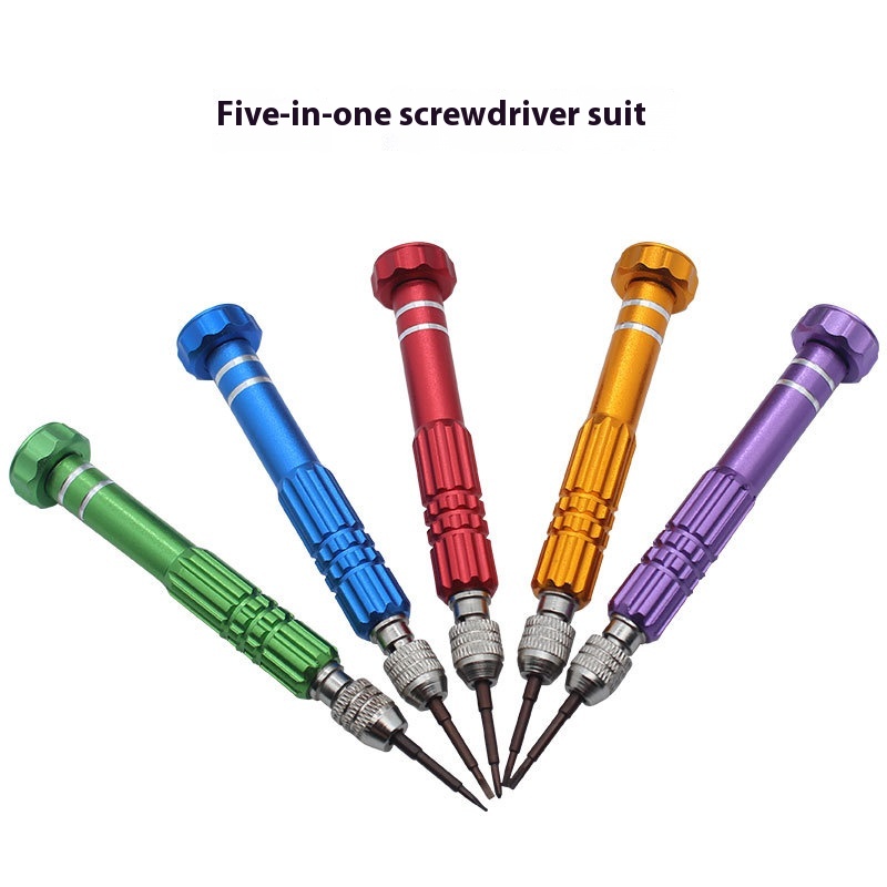 5 In1 Aluminum Alloy Screwdriver Set Apple Android S2 Screwdriver Multi-function Mobile Phone Disassembly Repair Tool