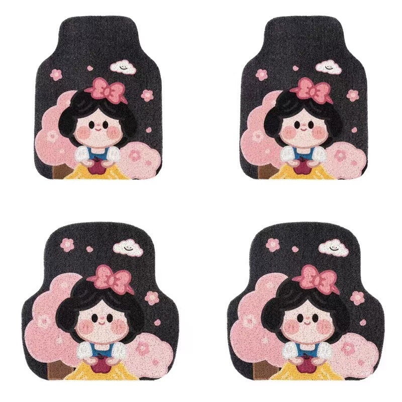 Cartoon Car Universal Silk Ring Foot Mat Car Anti-dirty, Dustproof And Easy To Clean Floor Mat Can Be Cut Pvc Mat