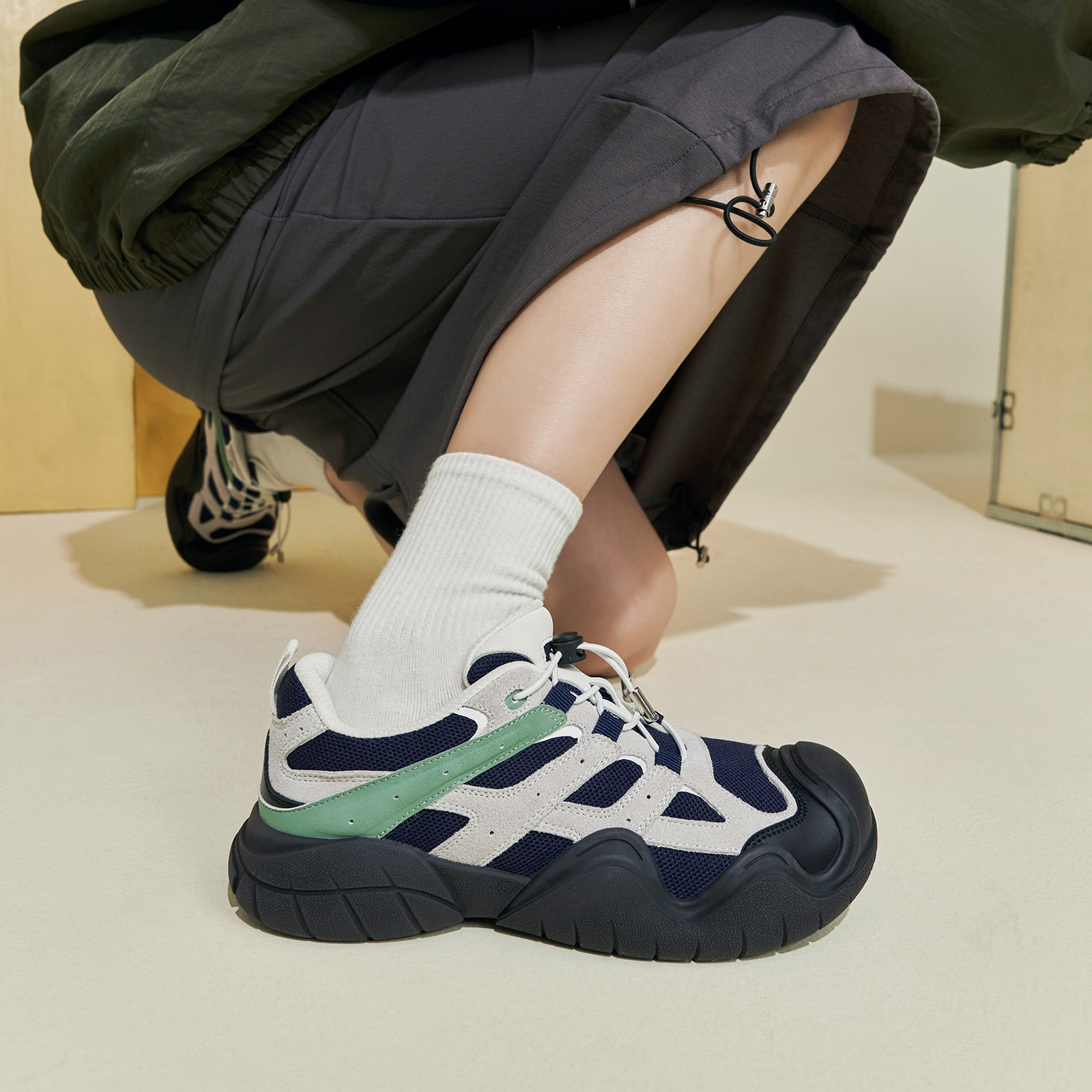 Garoya Retro Casual Shoes Niche Design Ugly Cute Shoes Women's Spring Versatile Single Shoes Dad Shoes