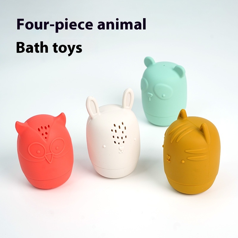 Ogeni Baby1-3 Years Old Silicone Bath Toys Animal Shape Baby Interactive Bathroom Toys Children Play In The Water