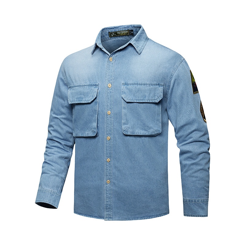 Vintage Tb Shirt Men's Cotton Denim Shirt Men's Shirt Long Sleeve Men's Shirt European And American Men's Shirt Men