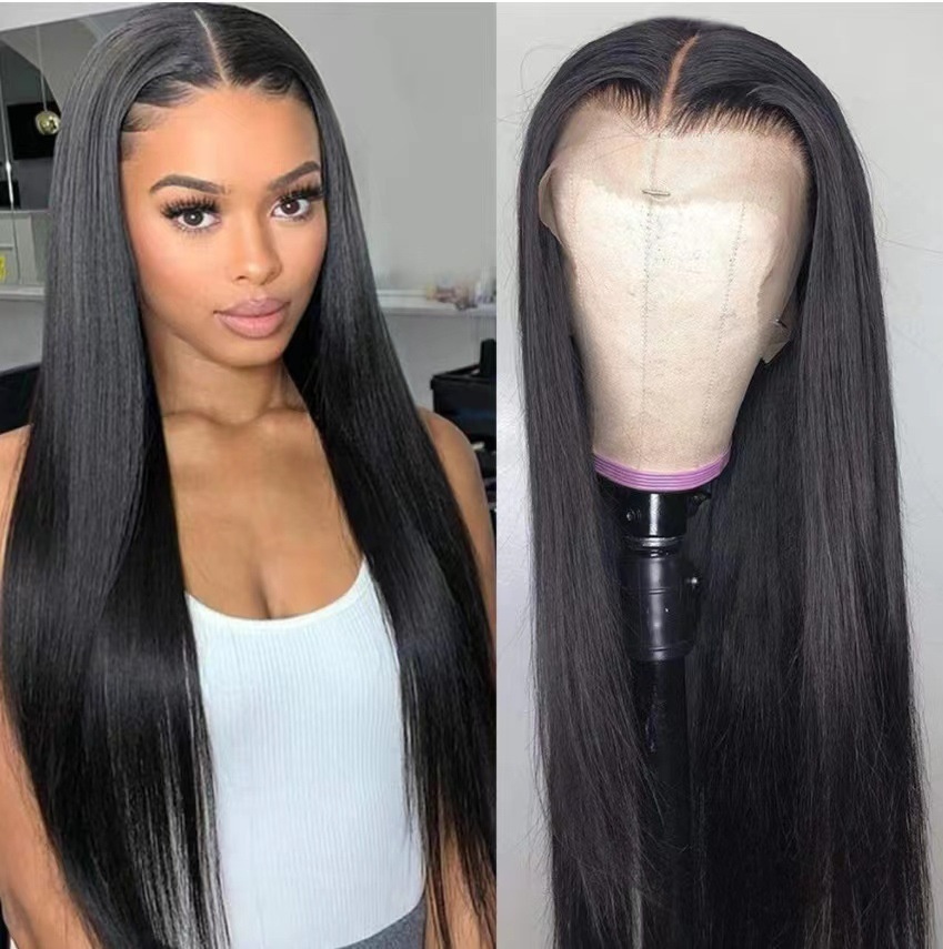 Europe And The United States Wig Front Lace Fashion Long Straight Hair Ladies High Temperature Silk Chemical Fiber Headgear S
