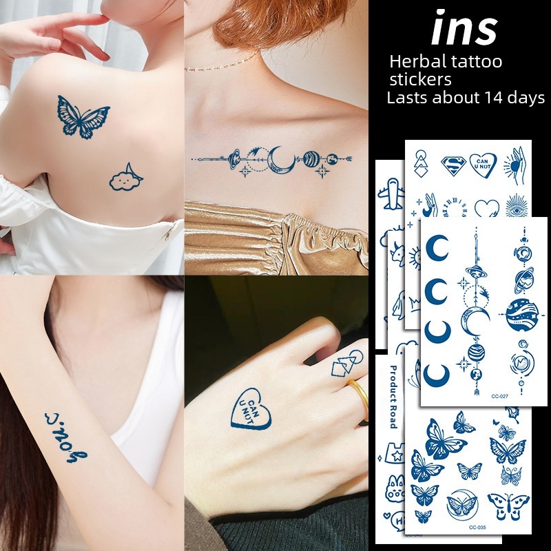 Upgraded Herbal Juice Finger Tattoo Sticker Fresh Semi-permanent Waterproof Long-lasting Realistic Tattoo Color