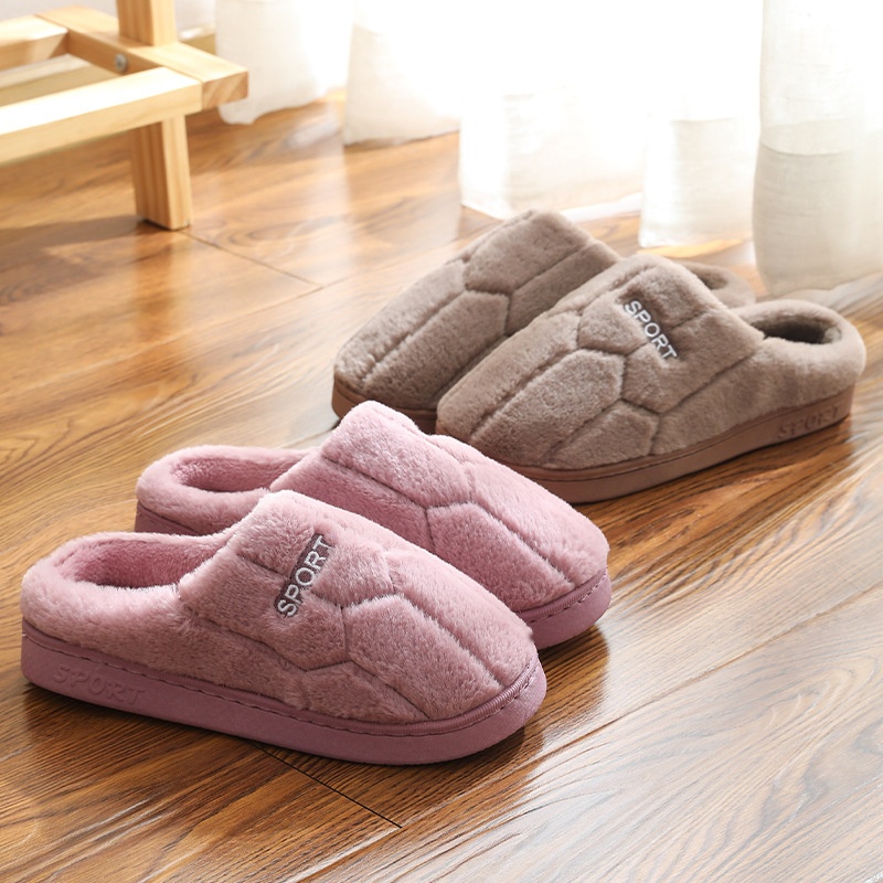 Couple Cotton Shoes Autumn And Winter Women's Home Warm Cotton Slippers Thick Anti-slip Furry Confinement Shoes