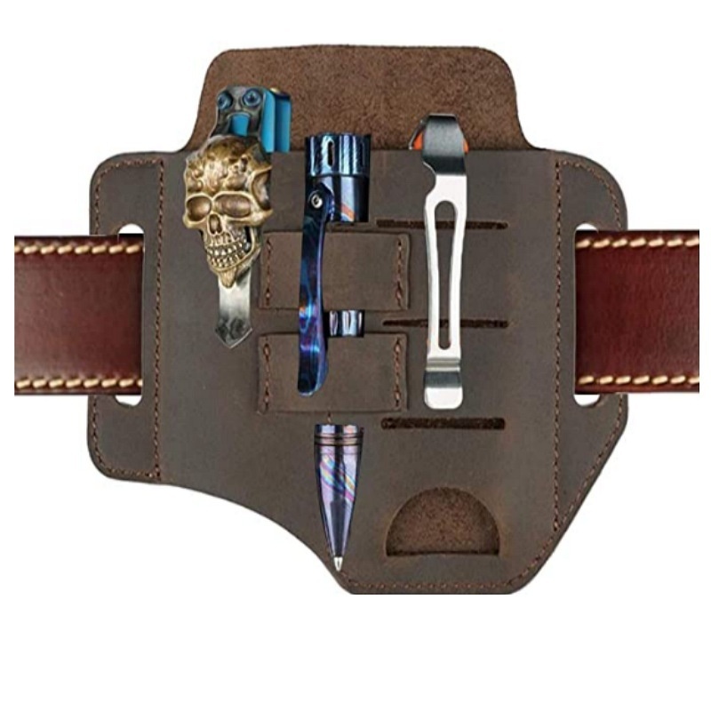 Outdoor Sports EDCTactical Tool Set Crazy Horse Leather Flashlight Storage Waist Bag Camping Waist Hanging Knife Set