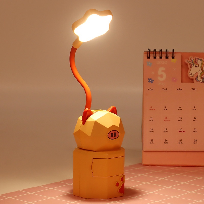 Foreign Trade Cartoon Cute Pet Rechargeable Table Lamp USB Folding Eye Protection Learning Desk Lamp Bedroom Bedside Lamp Night Light