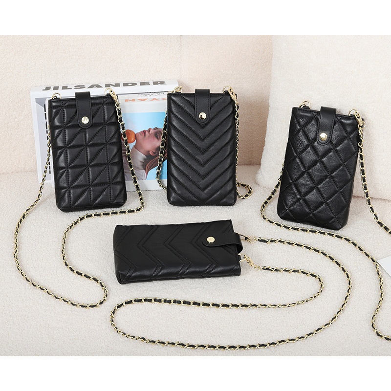 Mobile Phone Bag Women's Genuine Leather Crossbody Bag Shoulder Bag Mini Sheepskin Chain Small Bag Fashion Mobile Phone Bag